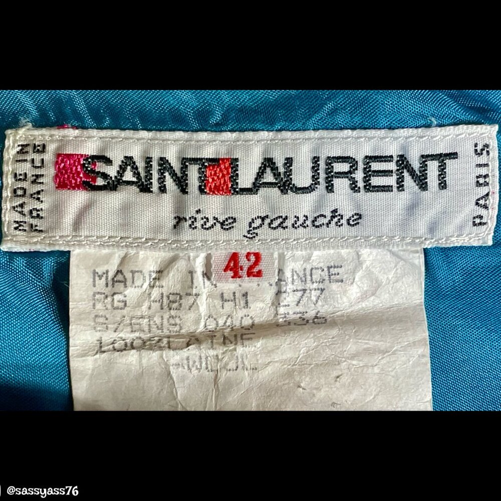 ▪️VTG▪️SAINT LAURENT RIVE GAUCHE▪️1970's 1980's Wool Turquoise Blue Pocket Skirt - Picture 4 of 5